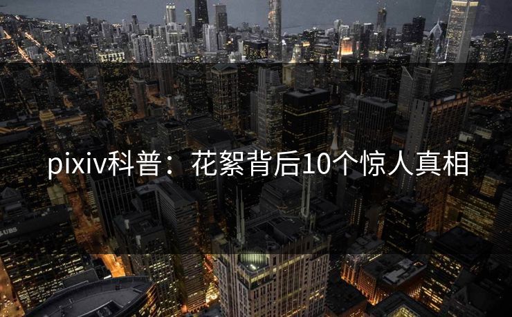 pixiv科普:花絮背后10个惊人真相