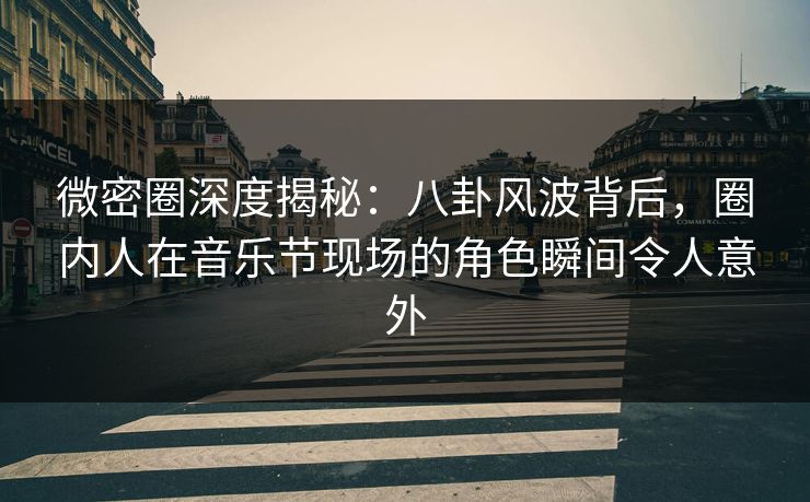 微密圈深度揭秘：八卦风波背后，圈内人在音乐节现场的角色瞬间令人意外