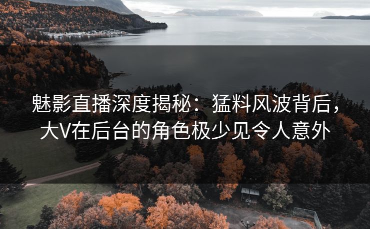 魅影直播深度揭秘：猛料风波背后，大V在后台的角色极少见令人意外